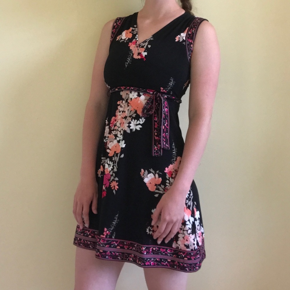 Black Floral Midi Dress